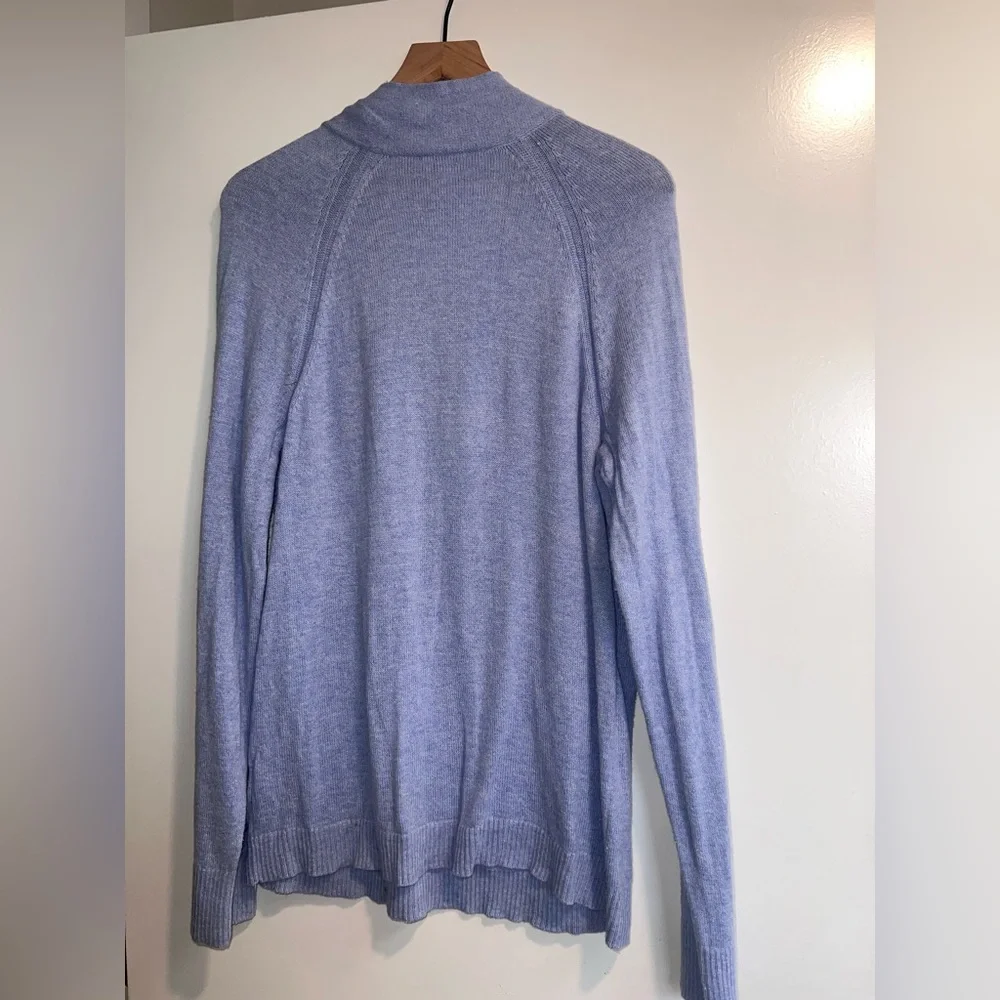 J JILL rainfall V-neck Dolman sleeve heather blue sweater, size large tall